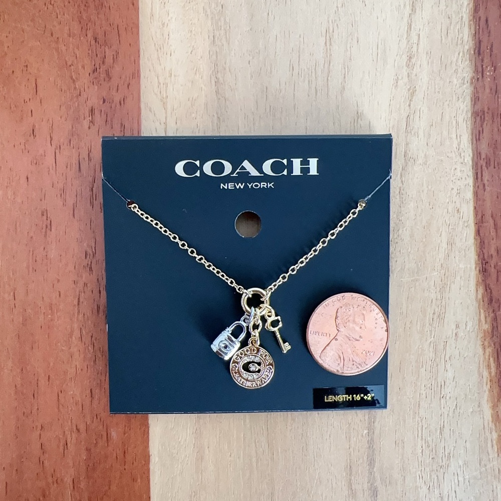 NWT‎ Coach Coin Multi Charm Pendant Necklace - Picture 4 of 7